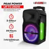 5 Core Party Speaker Bluetooth 250W Big Monster Powered Rechargeable Outdoor PA DJ System w Disco Lights 2 Wireless Karaoke Mics Portable Rolling