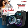 5 Core Party Speaker Bluetooth 250W Big Monster Powered Rechargeable Outdoor PA DJ System w Disco Lights 2 Wireless Karaoke Mics Portable Rolling