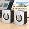 Computer Speakers PC Sound Box HIFI Stereo Microphone USB Wired Caixa De Som with LED Light For Desktop Computer - White Standard