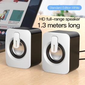 Computer Speakers PC Sound Box HIFI Stereo Microphone USB Wired Caixa De Som with LED Light For Desktop Computer - White Standard