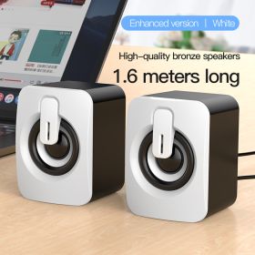 Computer Speakers PC Sound Box HIFI Stereo Microphone USB Wired Caixa De Som with LED Light For Desktop Computer - White Updated