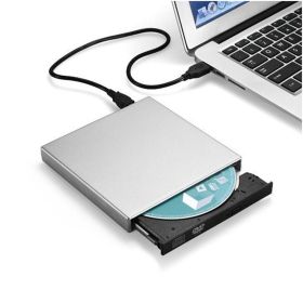 Portable USB 3.0 Slim External Optical DVD RW CD Writer Drive Burner Card Reader Player Optical Drives For Laptop PC Windows - Silver