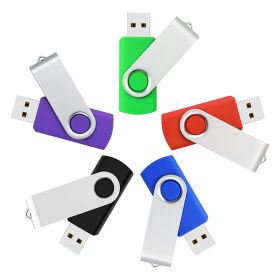 5 Packs Mix Color USB 2.0 Swivel USB Flash Drives Metal Thumb Drive Memory Stick Jump Drive With Lanyard For Storage And Backup - 8GB