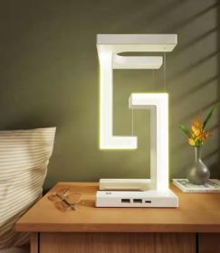 Creative Smartphone Wireless Charging Suspension Table Lamp Balance Lamp Floating For Home Bedroom - White classic