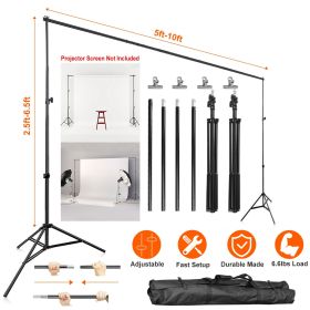 6.5 x 10ft Photo Video Studio Backdrop Background Stand Adjustable Heavy Duty Photography Backdrop Support Stand Set - Black_Advanced