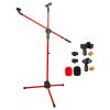 5 Core Mic Stand Floor Height Adjustable Tripod Microphone Stands w Extending Telescoping Boom Arm - MS DBL G - RED