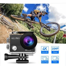 4K Action Pro Waterproof All Digital UHD WiFi Camera + RF Remote And Accessories - Silver