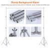 6.5 x 10ft Photo Video Studio Backdrop Background Stand Adjustable Heavy Duty Photography Backdrop Support Stand Set - Silver