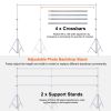 6.5 x 10ft Photo Video Studio Backdrop Background Stand Adjustable Heavy Duty Photography Backdrop Support Stand Set - Silver