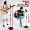 5 Core Microphone Stand 3 Level Height Adjustable 24-67" w Heavy Duty Round Base Floor Mic Stands - MS RBL 3T
