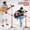 5 Core Mic Stand Floor Height Adjustable Tripod Microphone Stands w Extending Telescoping Boom Arm - MS DBL G - RED