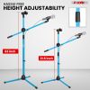 5 Core Mic Stand Floor Height Adjustable Tripod Microphone Stands w Extending Telescoping Boom Arm - MS DBL G - SKY BLUE