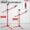 5 Core Mic Stand Floor Height Adjustable Tripod Microphone Stands w Extending Telescoping Boom Arm - MS DBL G - RED