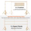 6.5 x 10ft Photo Video Studio Backdrop Background Stand Adjustable Heavy Duty Photography Backdrop Support Stand Set - Gold