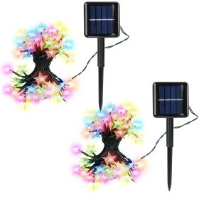 2Pcs Solar Powered String Lights 39.3FT 100LED Beads Fairy Star Lights IP65 Waterproof Decorative Garden Party Christmas Tree Stake Lamps w/ 8 Lightin (Optiopn: StringLightColor)