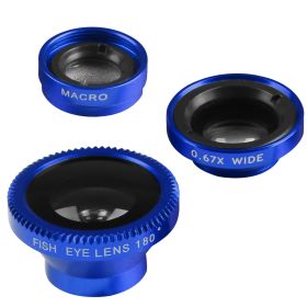 Phone Camera Lens Kit Magnetic 180°Fisheye Lens 0.67xWide Angle 10X Macro Lens for iPhone X /8/7/6s Samsung Galaxy S10/S9 (Optiopn: Tool3PCSLensKitBlue)