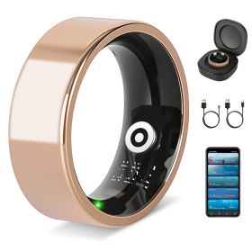 Smart Ring Health Tracker Fitness/Sleep/Stress/HRV Tracker with Charging Case Magnetic Charging Cable for Women & Men Compatible with iOS & Android 7- (Optiopn: SmartRingRoseGold8)