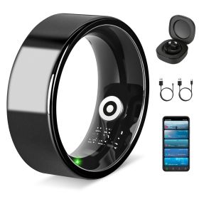 Smart Ring Health Tracker Fitness/Sleep/Stress/HRV Tracker with Charging Case Magnetic Charging Cable for Women & Men Compatible with iOS & Android 7- (Optiopn: SmartRingBlack8)