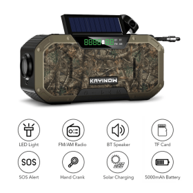 cSolar Radio Hand Crank Emergency Flashlight Reading Light AM FM NOAA Phone Charger SOS Alarming Outdoor Survival Power Bank (Color: DF-5803, Ships From: China)