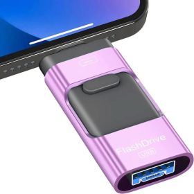 128GB USB Flash Drive; Photo Memory Stick External Storage Thumb Drive Compatible With IPhone; IPad; Android; Tablet; PC; Computer; Devices With (Color: Purple)