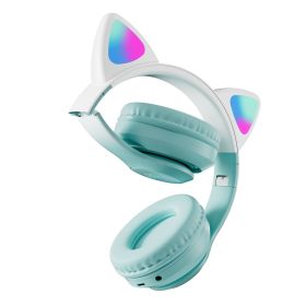 STN-28 cat ear Bluetooth headset manufacturer wholesale cross-border LED luminous cat claw wireless headset (colour: Gradient Green)