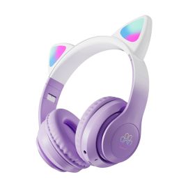 STN-28 cat ear Bluetooth headset manufacturer wholesale cross-border LED luminous cat claw wireless headset (colour: Fade Purple)