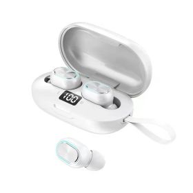 2022 New Bluetooth Headset Really Wireless In ear Strap Portable Fashion Mini High quality Bluetooth Headset (colour: T80 white, Type: English version)