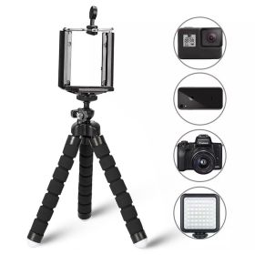Tripod For Phone Flexible Sponge Octopus Mini Tripod For IPhone Mini Camera Tripod Phone Holder Clip Stand (Color: Black, Ships From: China)