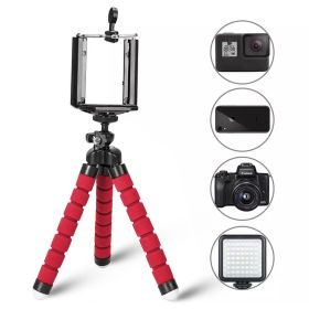 Tripod For Phone Flexible Sponge Octopus Mini Tripod For IPhone Mini Camera Tripod Phone Holder Clip Stand (Color: Red, Ships From: China)