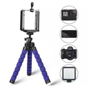 Tripod For Phone Flexible Sponge Octopus Mini Tripod For IPhone Mini Camera Tripod Phone Holder Clip Stand (Color: Blue, Ships From: China)