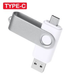 2 in 1 TYPE-C for Mobile phone USB Flash Drive 64GB Rotatable Black Memory Stick Green Pen Drive Red Pendrive Blue U Disk (Color: White, Capacity: 64GB)